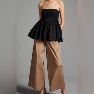 NWT SZ L Anthropologie Pilcro Strapless Babydoll Top
